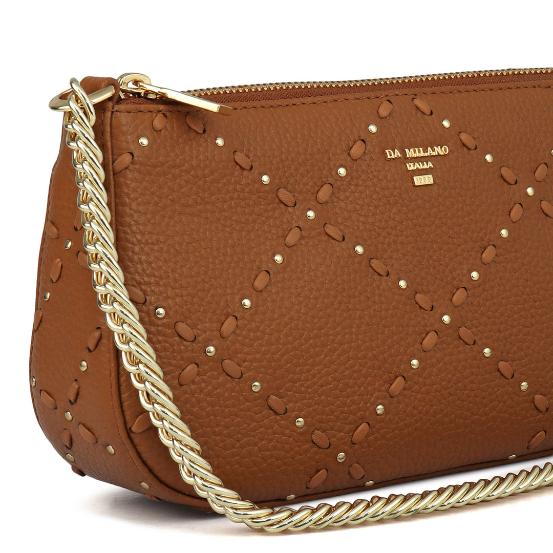 Small Bunti Wax Leather Baguette - Caramel