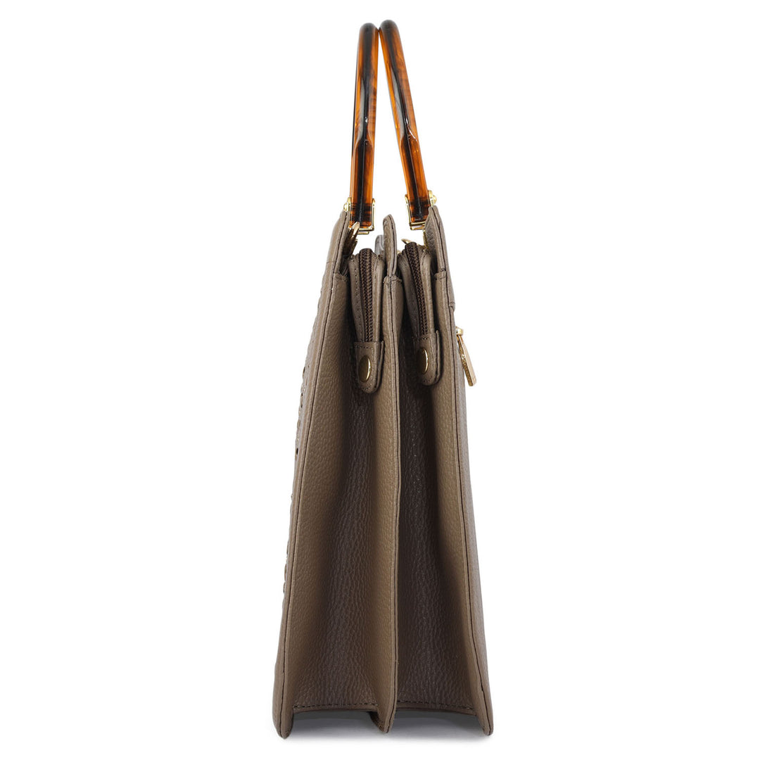 Serena Wax Leather Satchel - Greyish Taupe