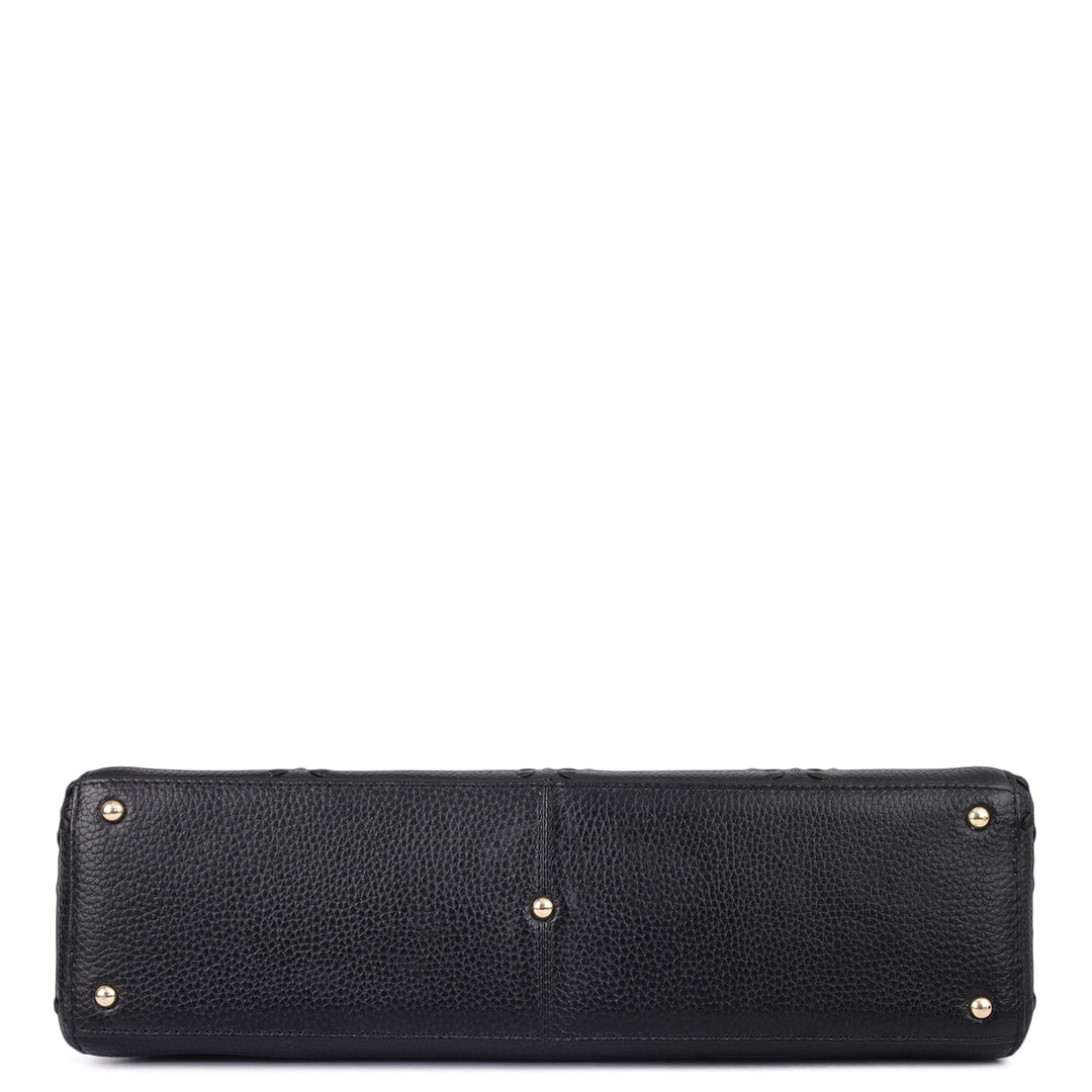Serena Wax Leather Shoulder Bag - Black