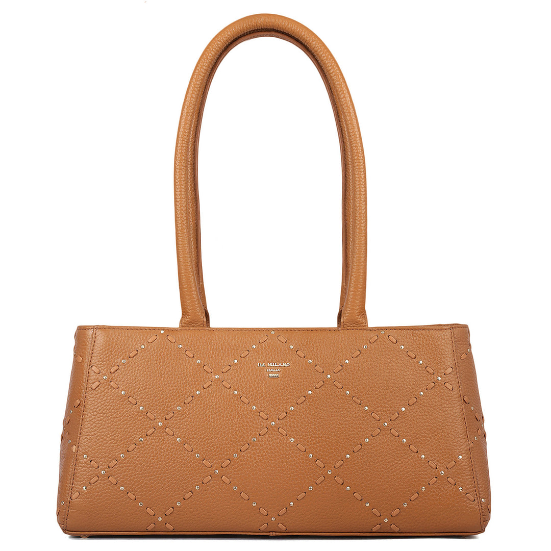 Serena Wax Leather Shoulder Bag - Caramel