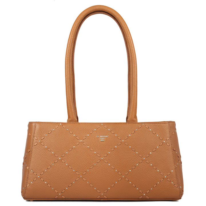 Serena Wax Leather Shoulder Bag - Caramel