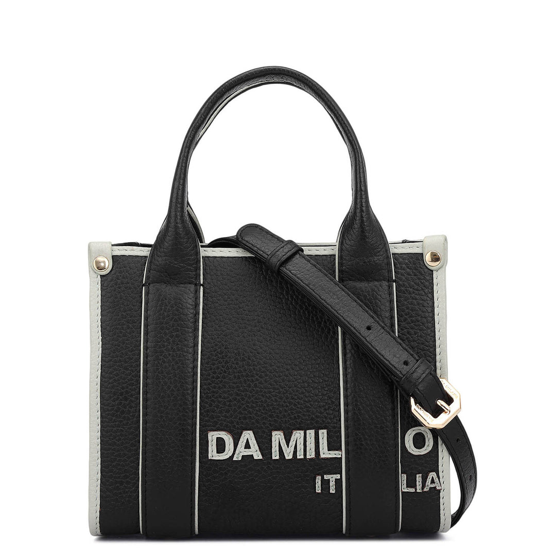 Small Wax Leather Satchel - Black