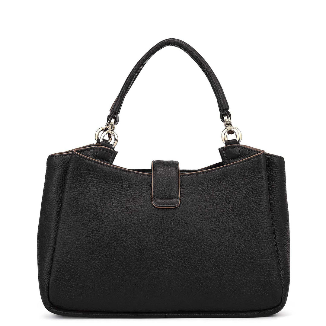 Small Wax Leather Satchel - Black