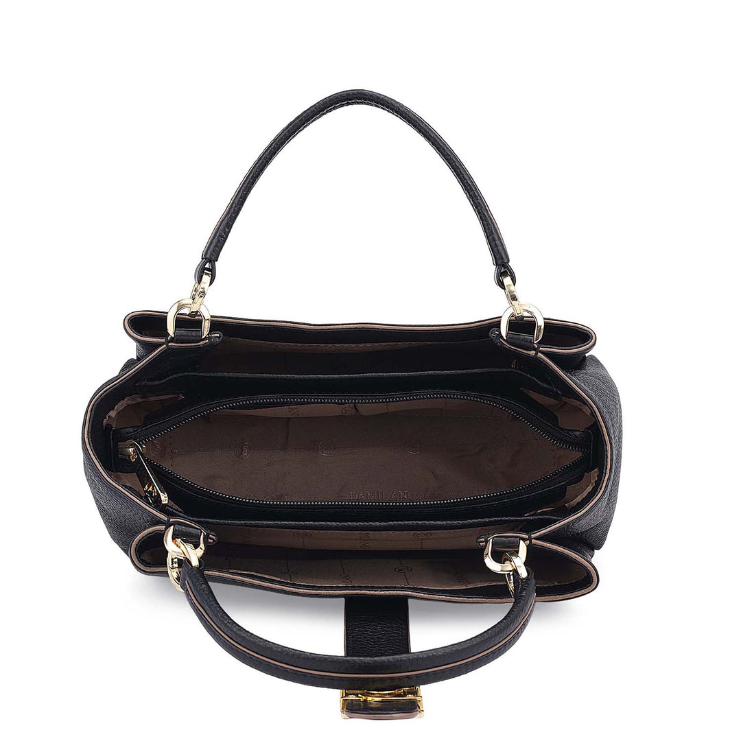Small Wax Leather Satchel - Black