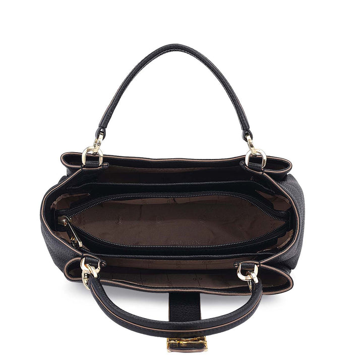 Small Wax Leather Satchel - Black