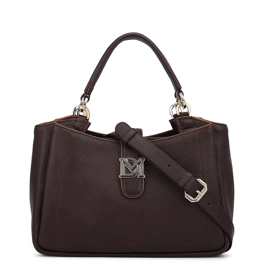 Small Wax Leather Satchel - Chocolate