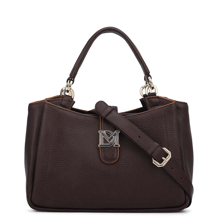 Small Wax Leather Satchel - Chocolate