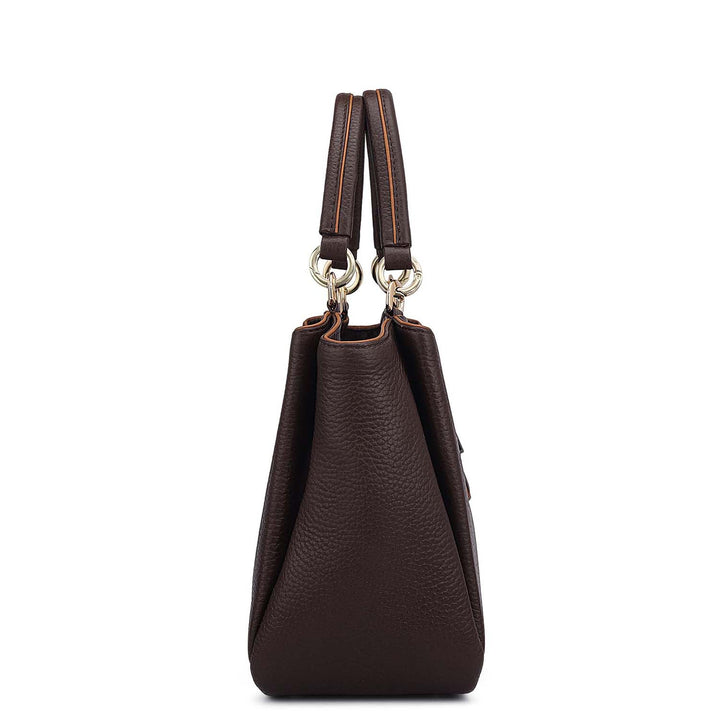 Small Wax Leather Satchel - Chocolate