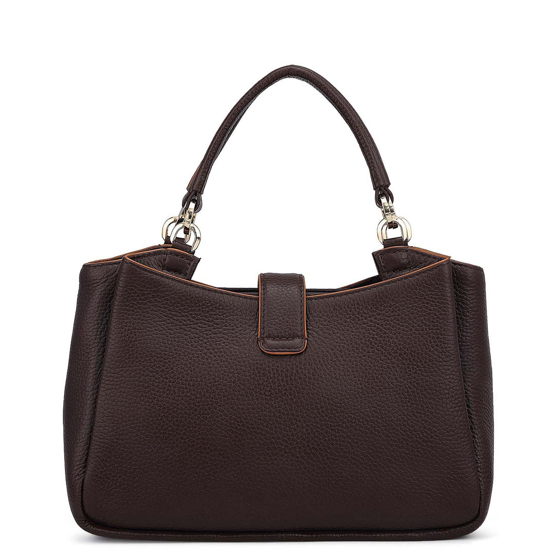 Small Wax Leather Satchel - Chocolate