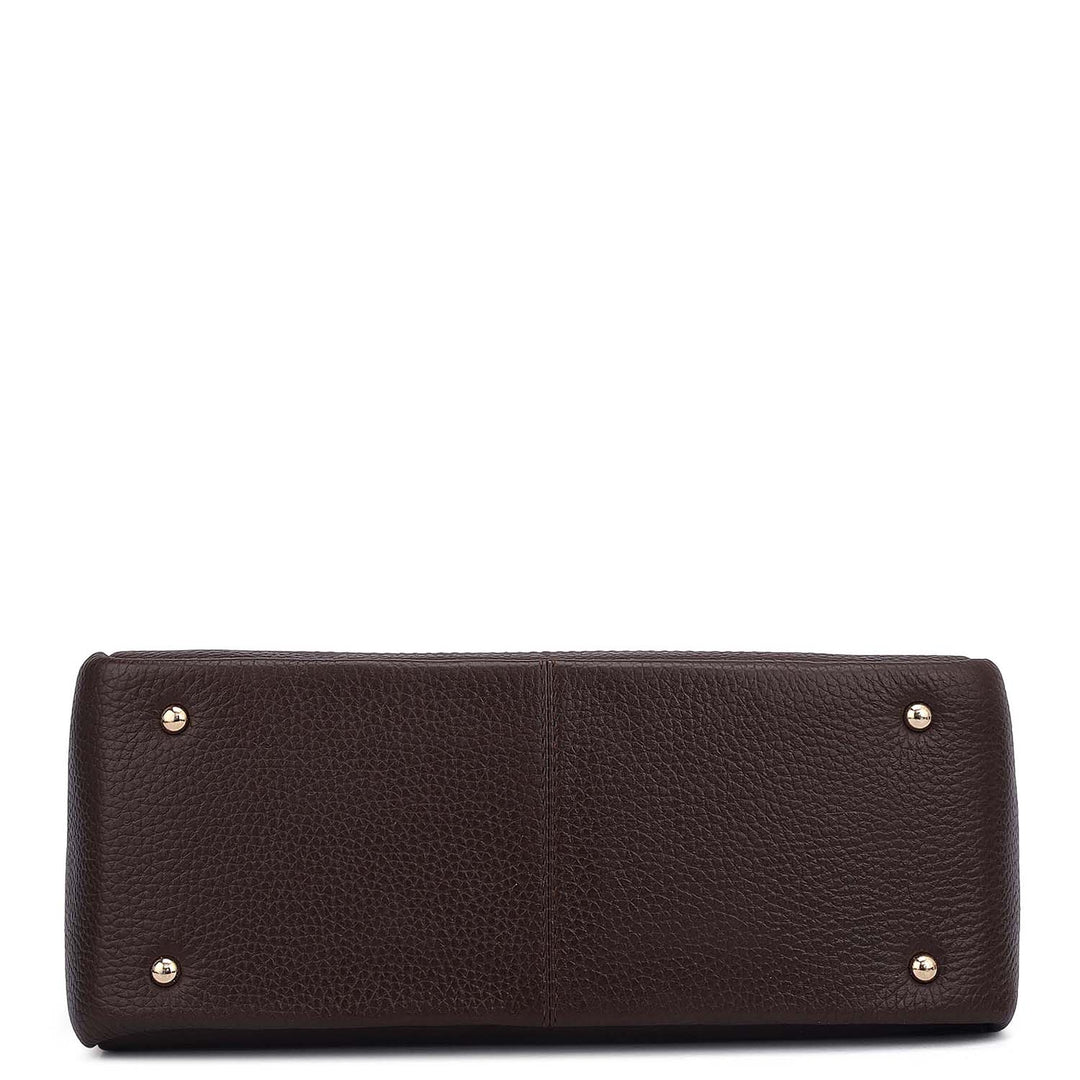 Small Wax Leather Satchel - Chocolate