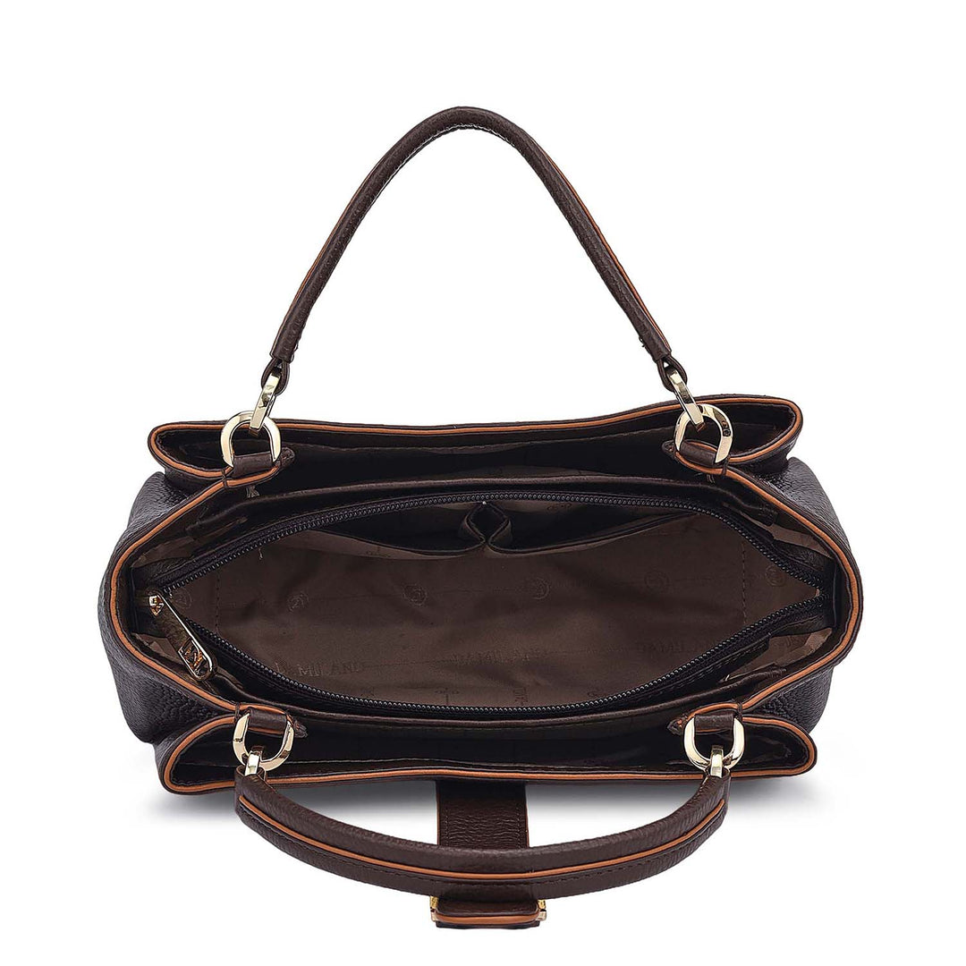 Small Wax Leather Satchel - Chocolate