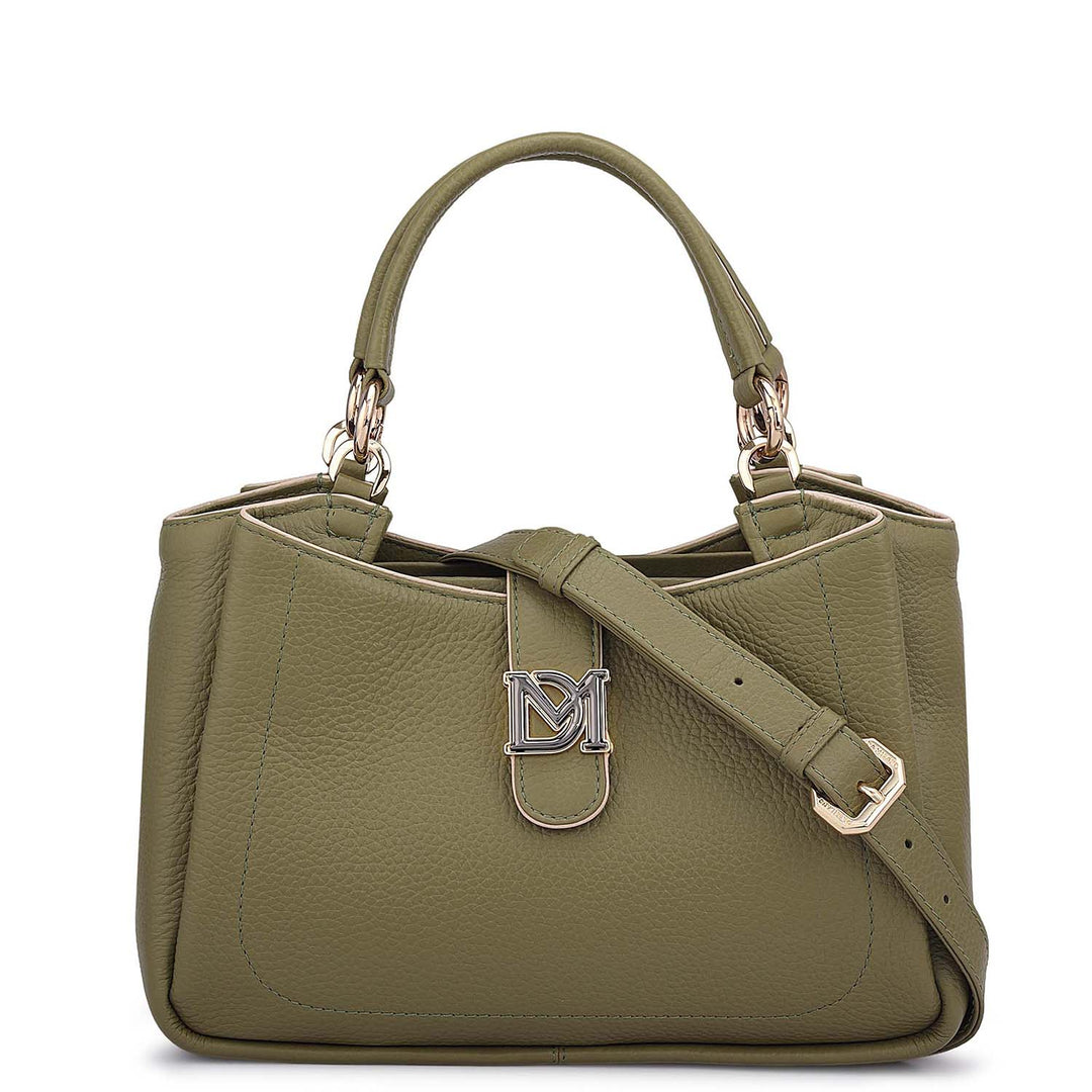 Small Wax Leather Satchel - Fern