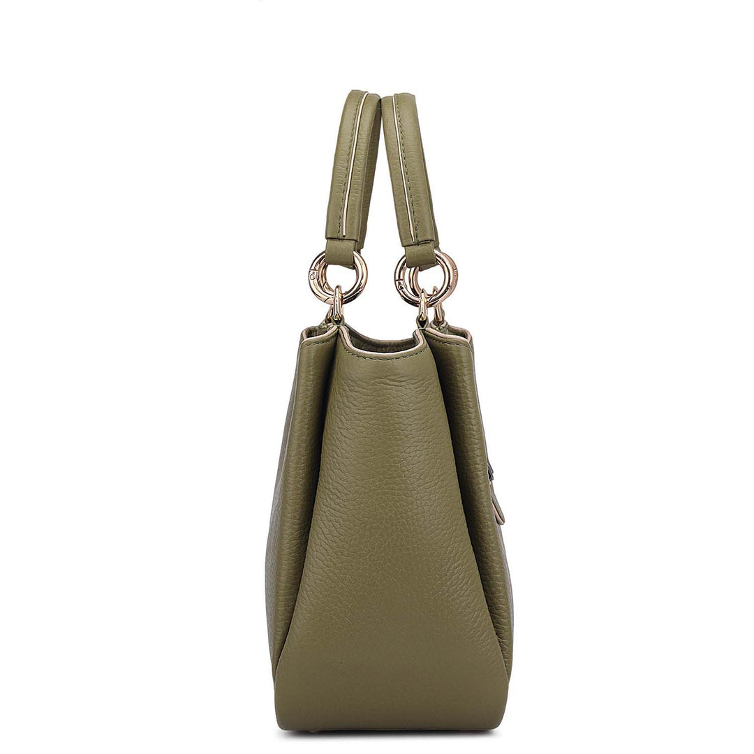 Small Wax Leather Satchel - Fern