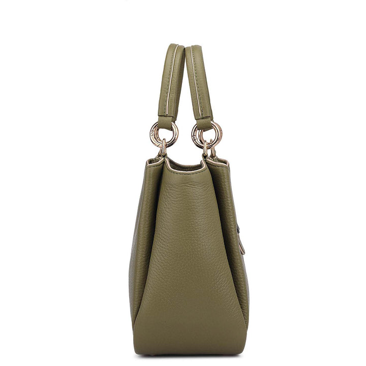 Small Wax Leather Satchel - Fern