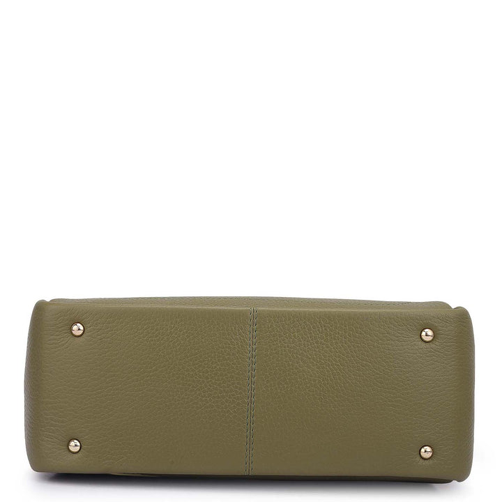 Small Wax Leather Satchel - Fern