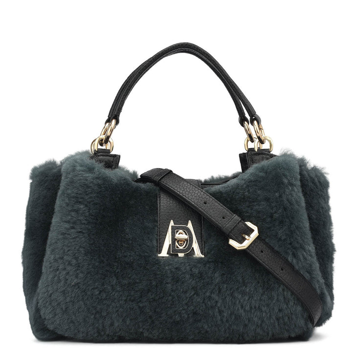 Small Fur Leather Satchel - Green