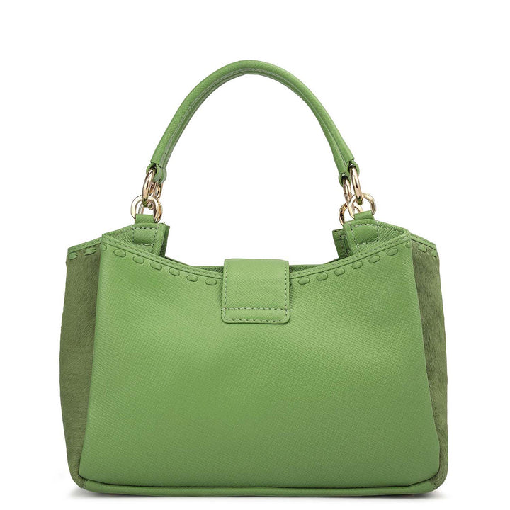 Small Fur Franzy Leather Satchel - Kiwi