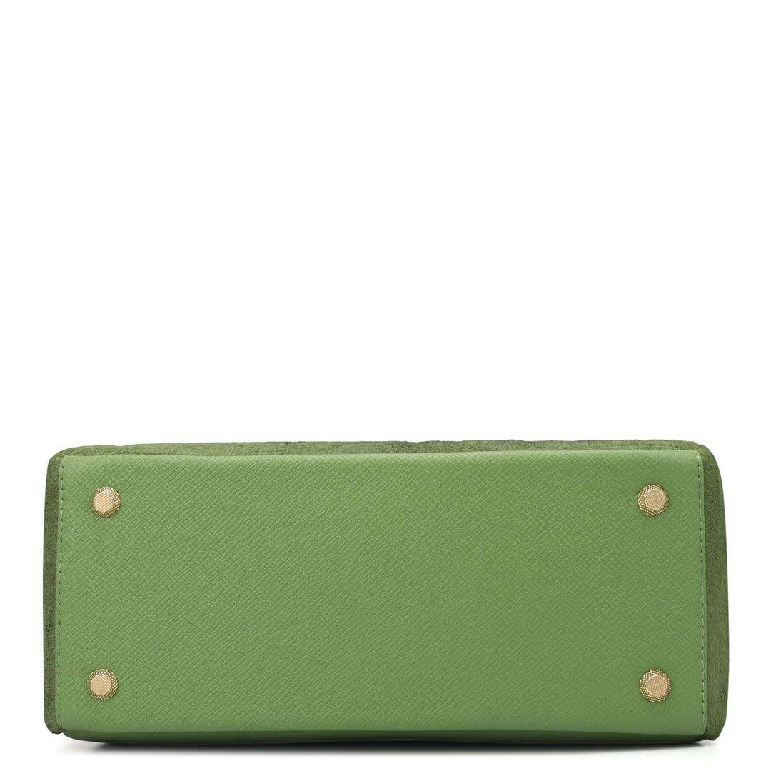 Small Fur Franzy Leather Satchel - Kiwi