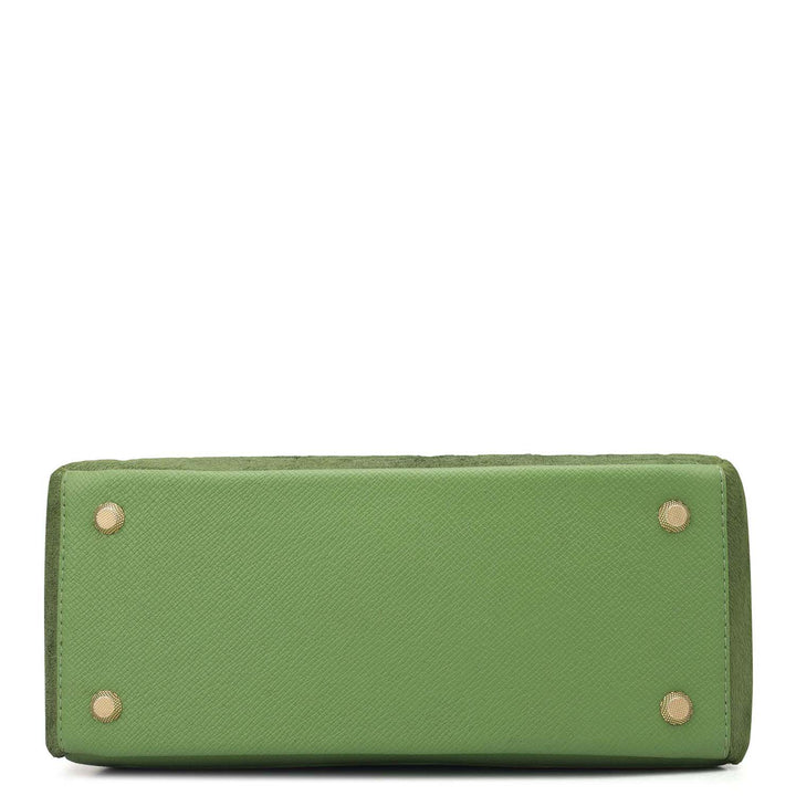 Small Fur Franzy Leather Satchel - Kiwi