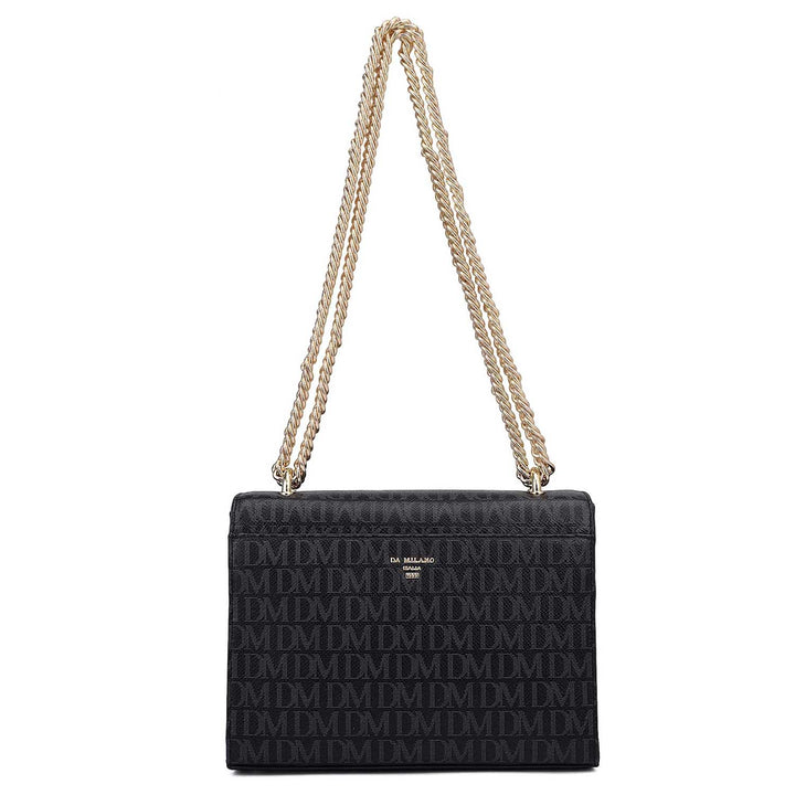 Small Monogram Leather Shoulder Bag - Black