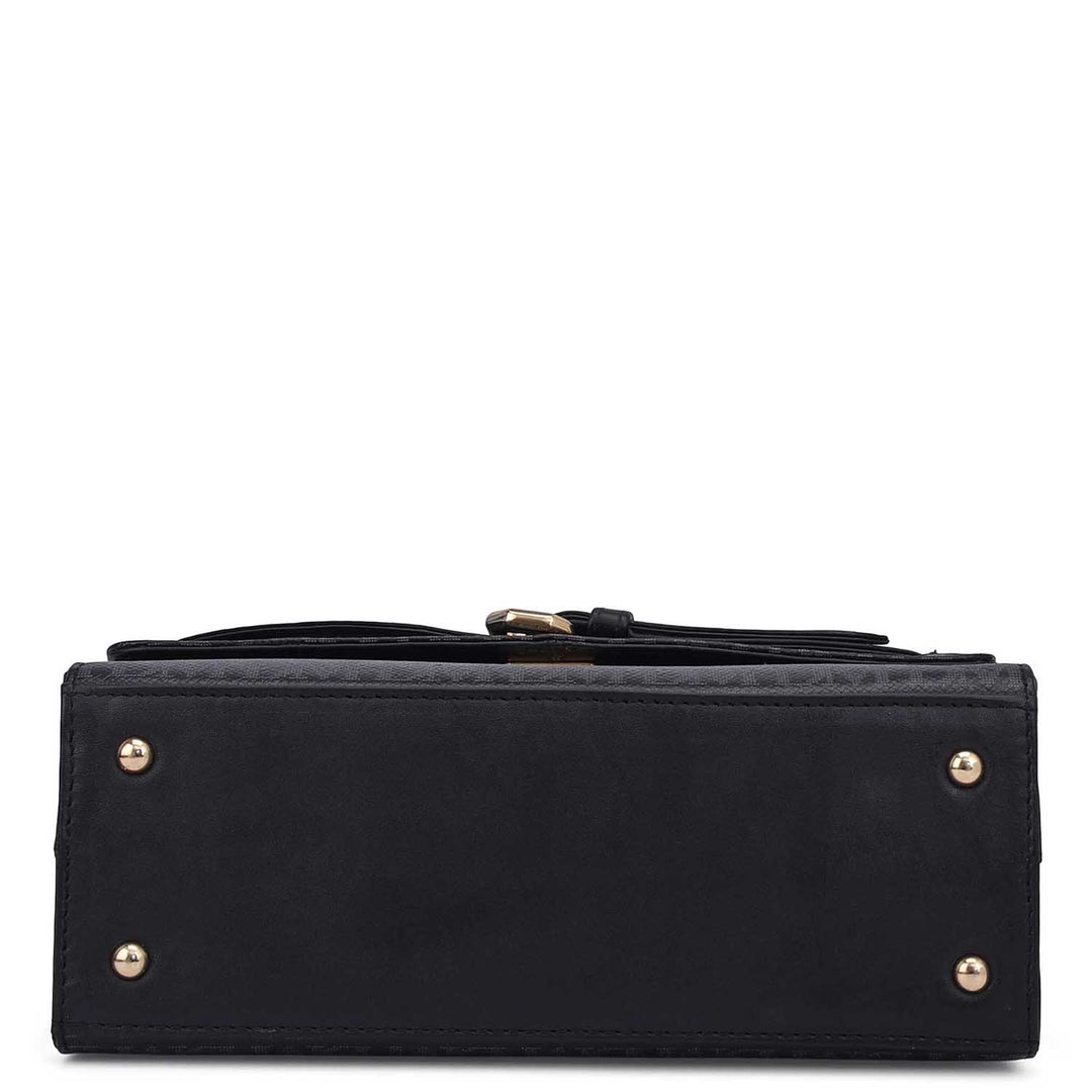 Small Monogram Leather Shoulder Bag - Black