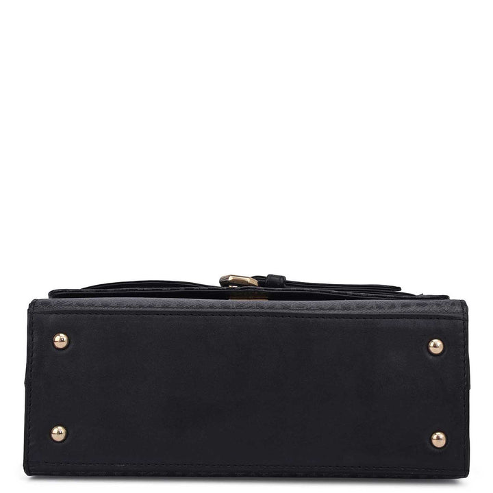Small Monogram Leather Shoulder Bag - Black