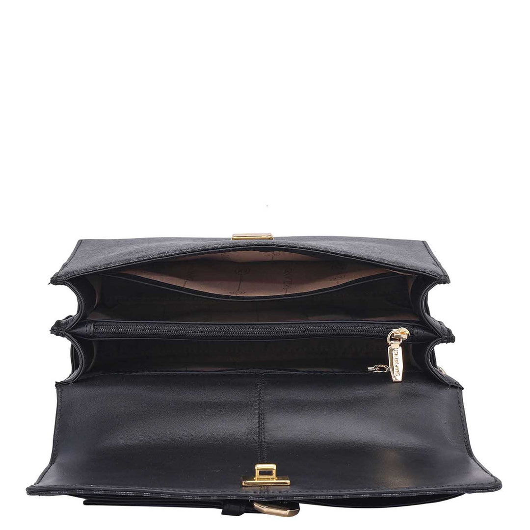 Small Monogram Leather Shoulder Bag - Black