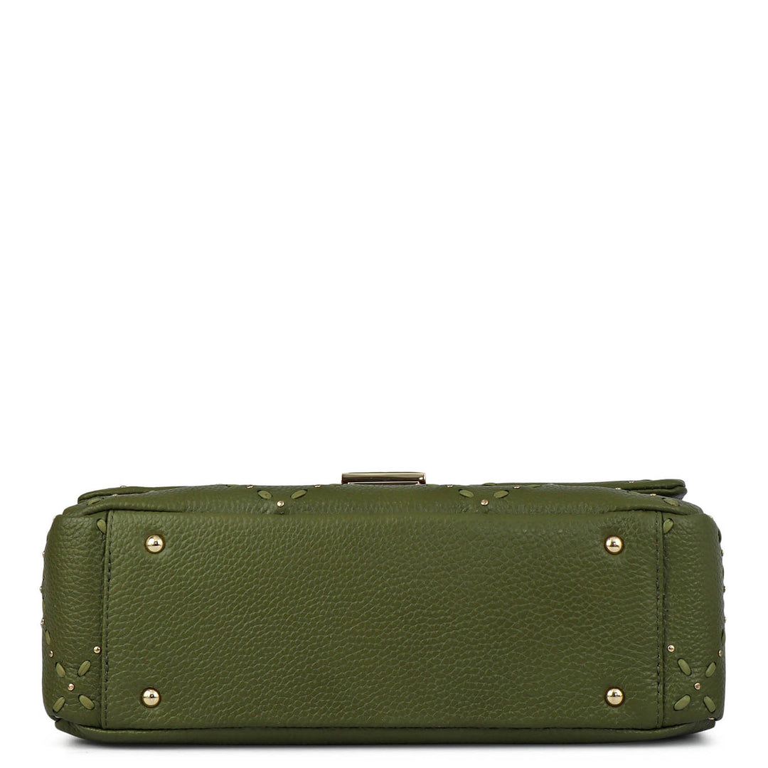 Serena Wax Leather Shoulder Bag - Fern