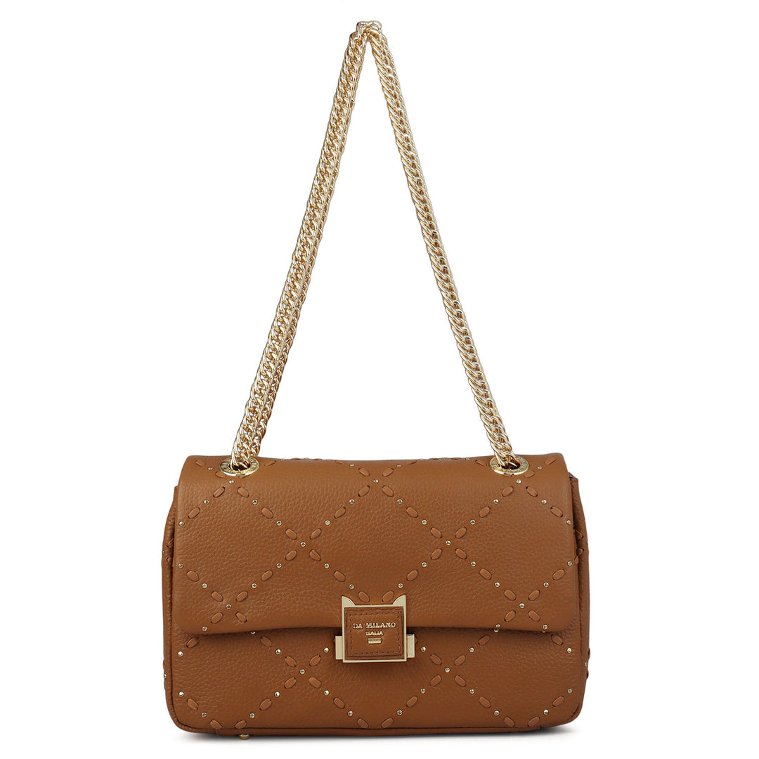 Serena Wax Leather Shoulder Bag - Caramel