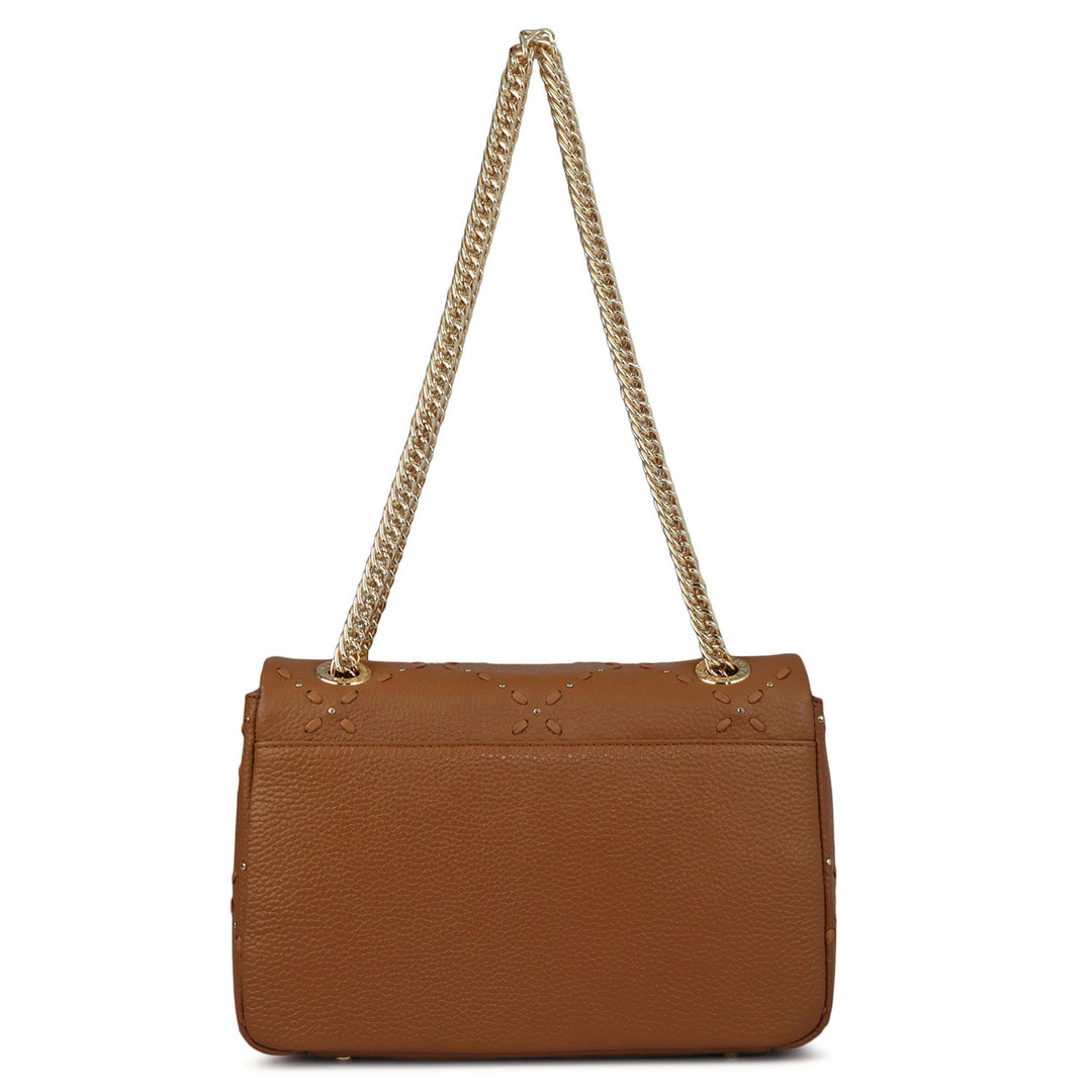 Serena Wax Leather Shoulder Bag - Caramel