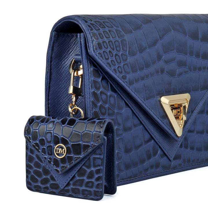 Small Croco Franzy Leather Sling - Stardust