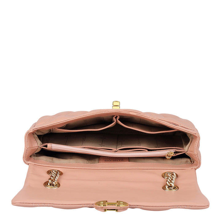 Medium Quilting Leather Shoulder Bag - Peach