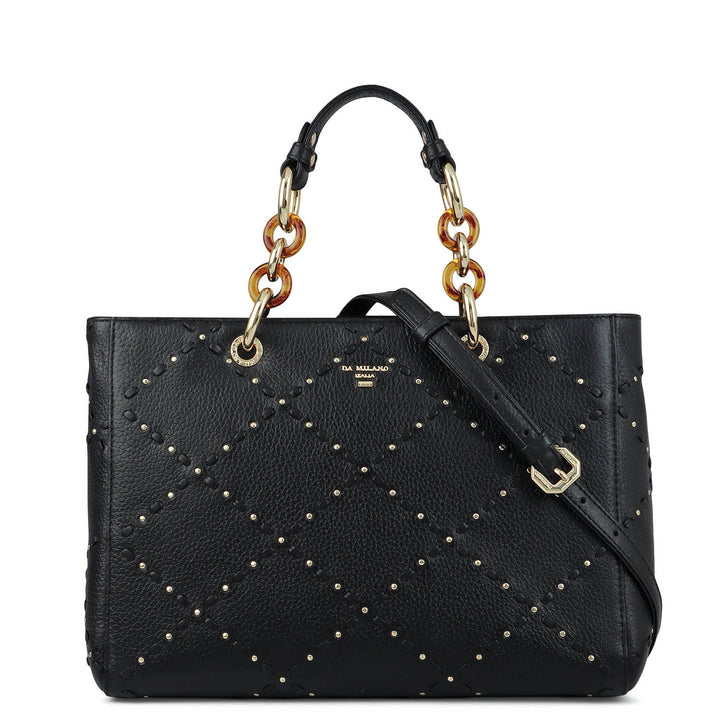 Serena Wax Leather Satchel - Black