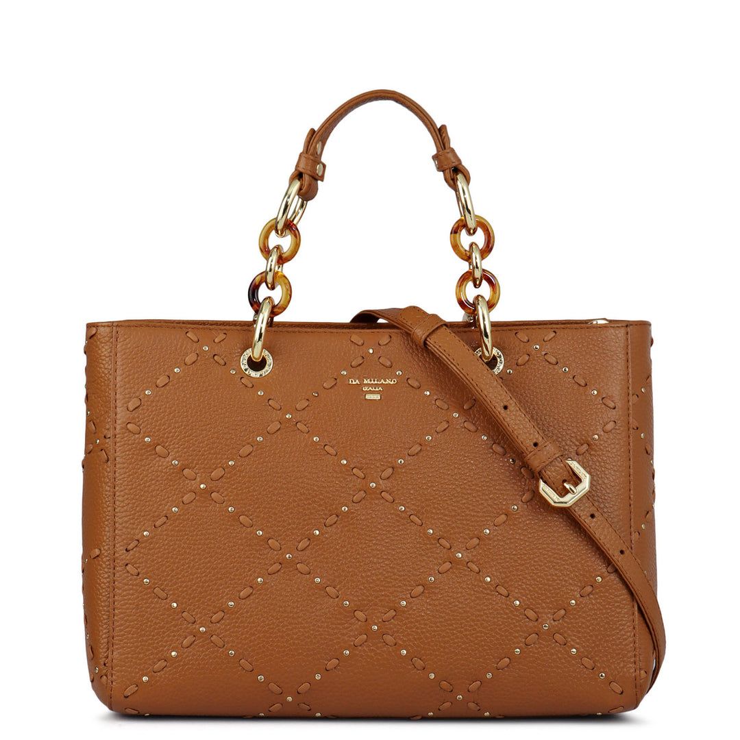 Serena Wax Leather Satchel - Caramel