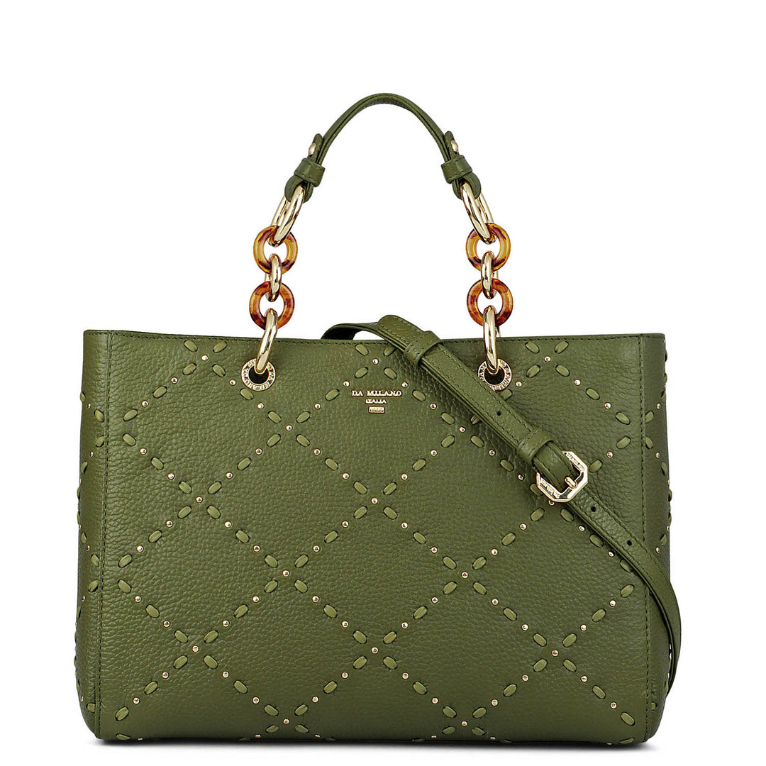 Serena Wax Leather Satchel - Fern