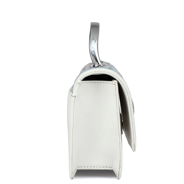 Small Canvas Plain Leather Satchel - Snow