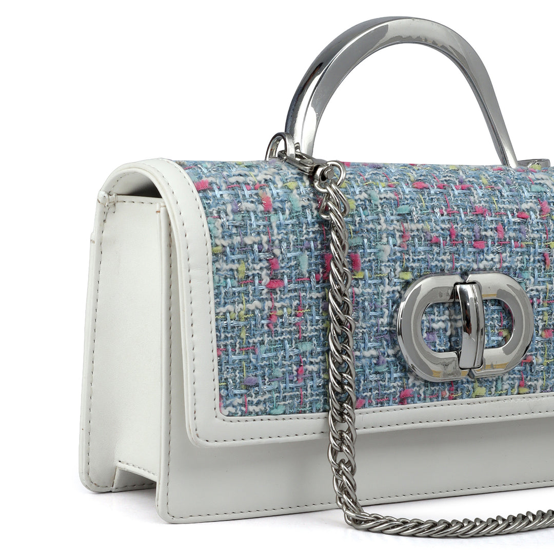 Small Canvas Plain Leather Satchel - Snow