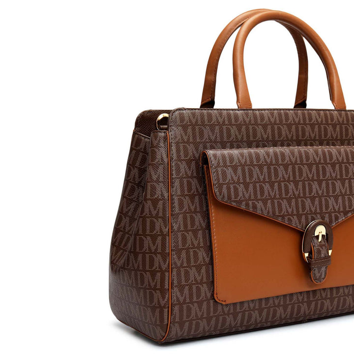 Medium Monogram Leather Satchel - Walnut