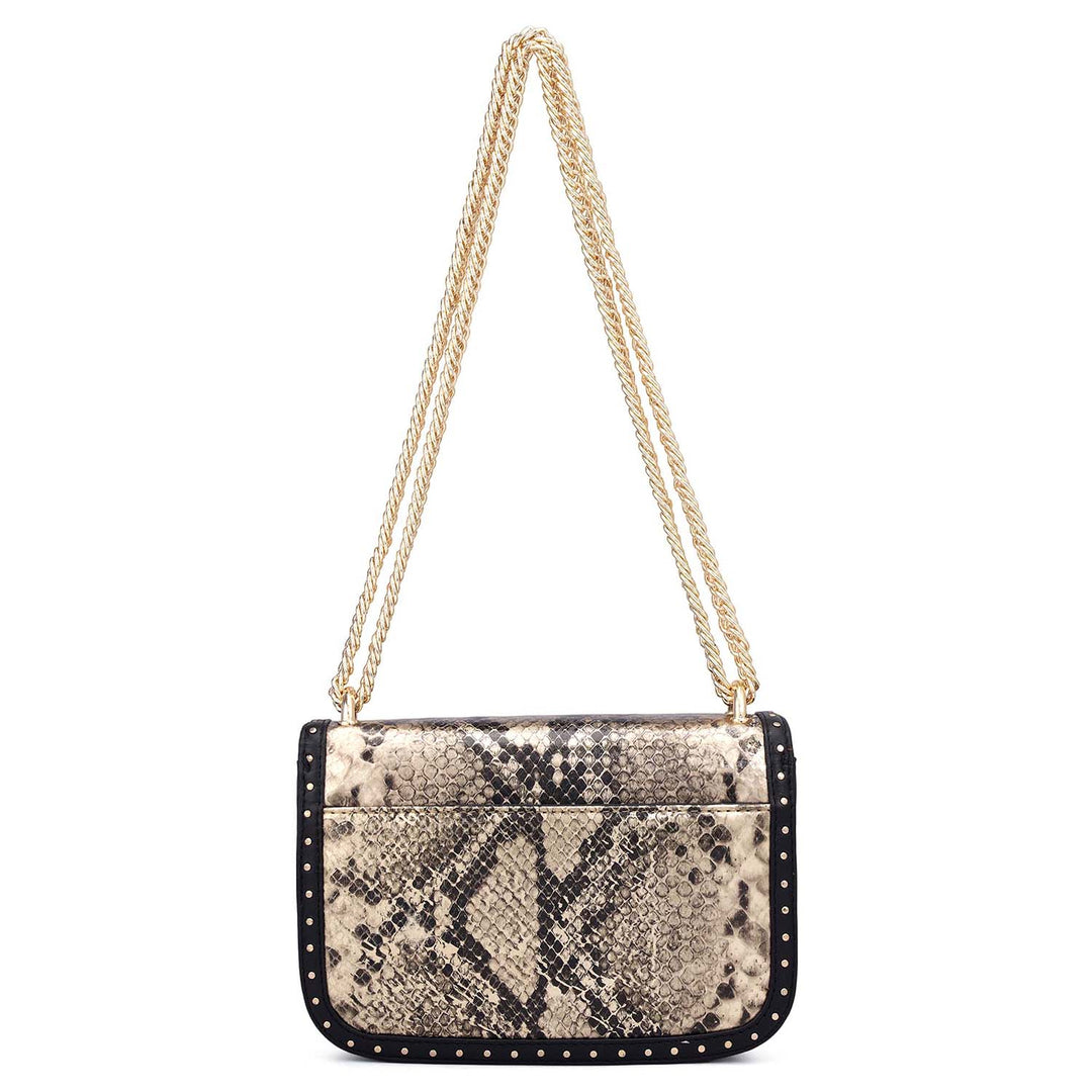 Small Snake Leather Shoulder Bag - Gold & Black