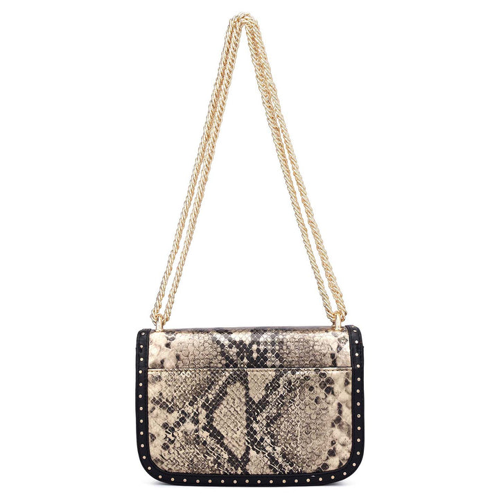 Small Snake Leather Shoulder Bag - Gold & Black