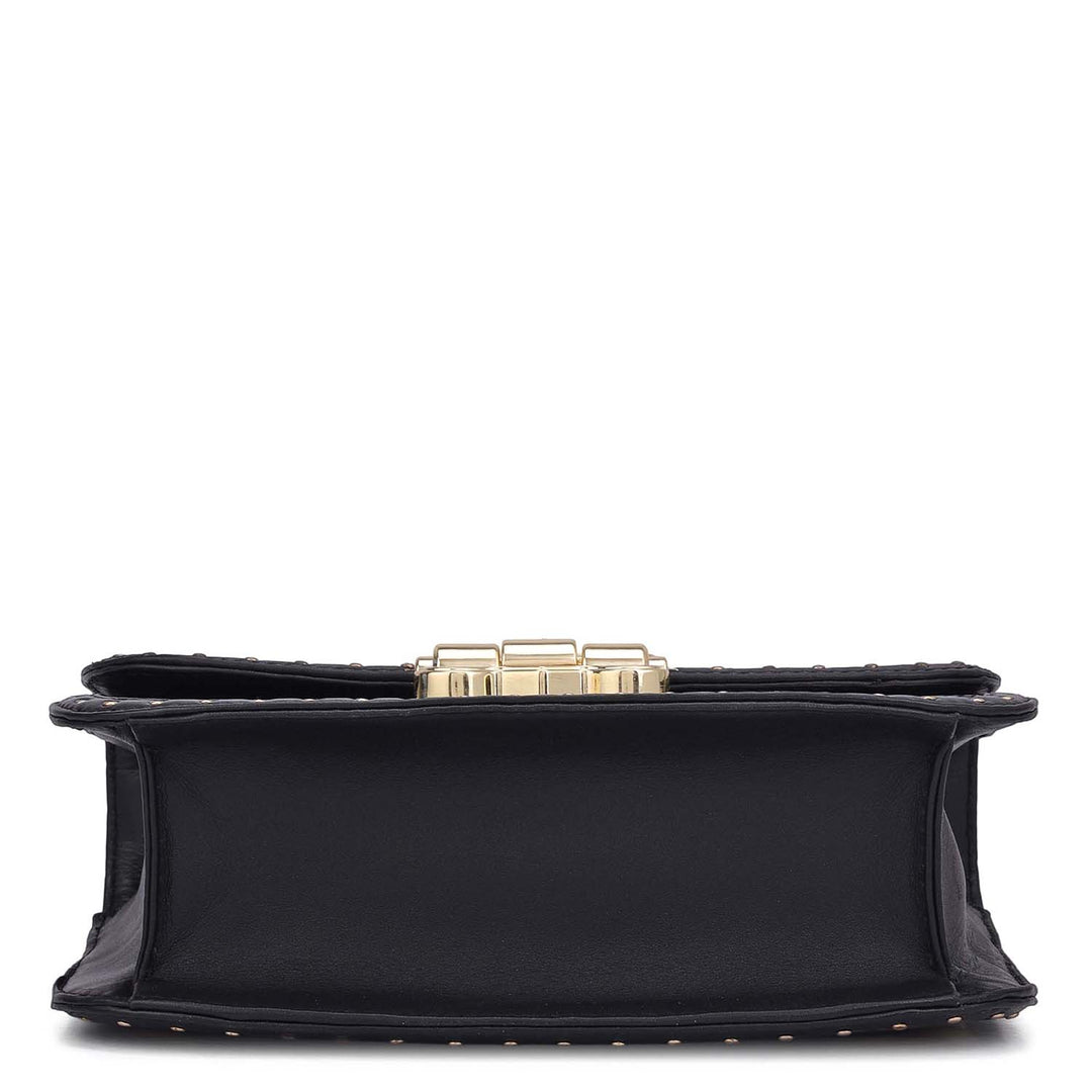 Small Snake Leather Shoulder Bag - Gold & Black