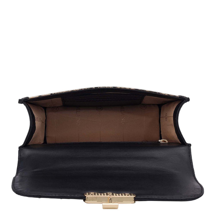 Small Snake Leather Shoulder Bag - Gold & Black