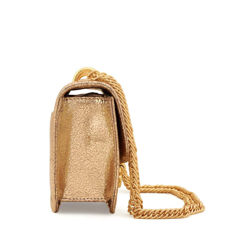 Small Metallic Leather Shoulder Bag - Gold