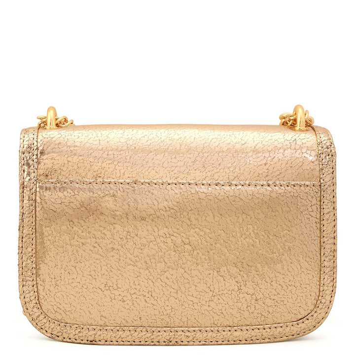 Small Metallic Leather Shoulder Bag - Gold