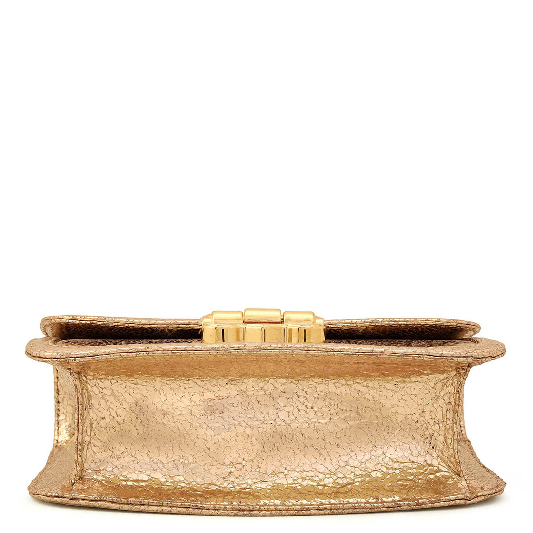 Small Metallic Leather Shoulder Bag - Gold