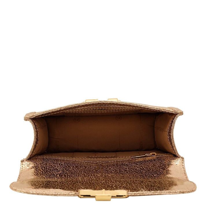 Small Metallic Leather Shoulder Bag - Gold