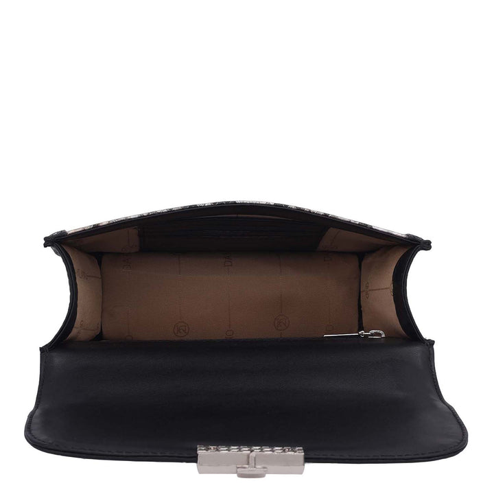 Small Snake Leather Shoulder Bag - Silver & Black