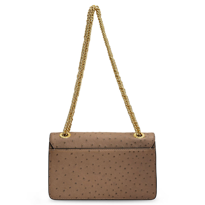 Small Ostrich Leather Shoulder Bag - Slate