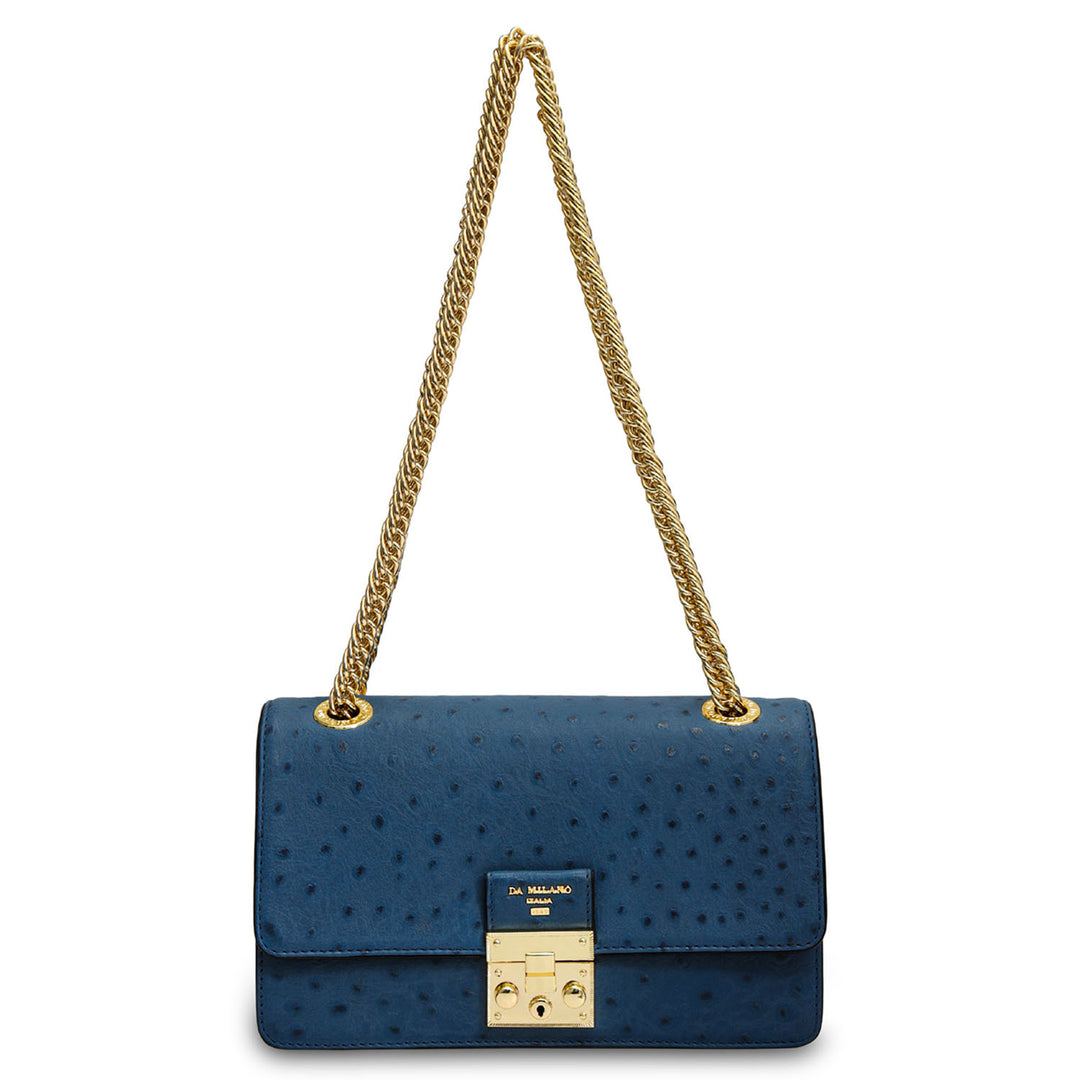 Small Ostrich Leather Shoulder Bag - Twilight