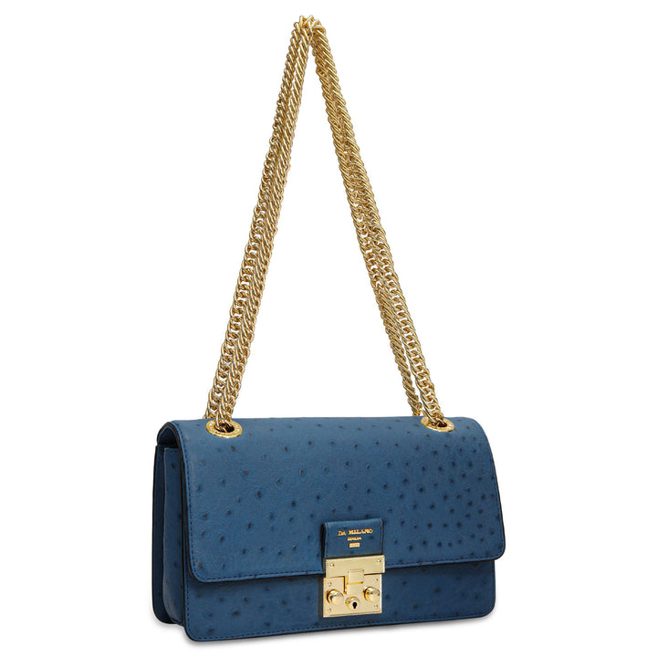 Small Ostrich Leather Shoulder Bag - Twilight